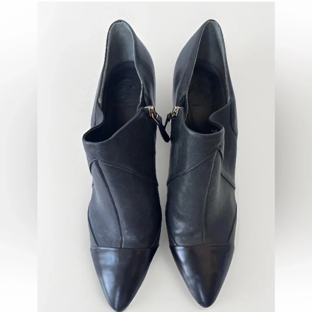 Tory Burch Lorelei Black Leather Stiletto Heel Ankle Boot Bootie Size 9.5
